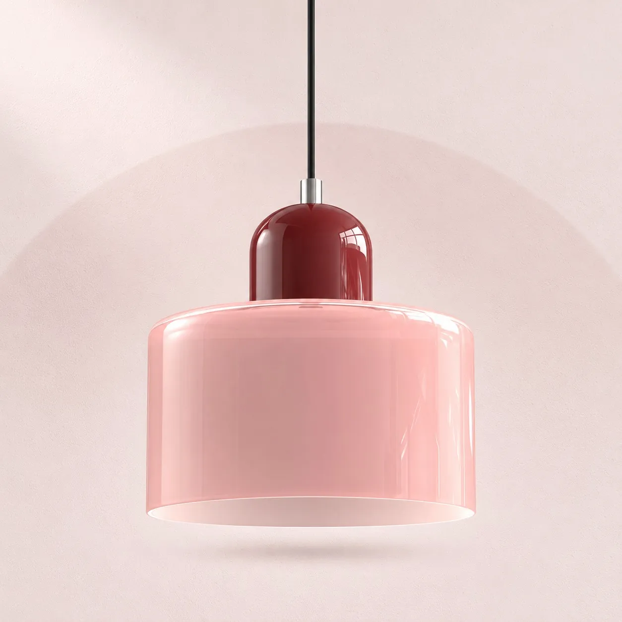 Red cap and Pink glass shade