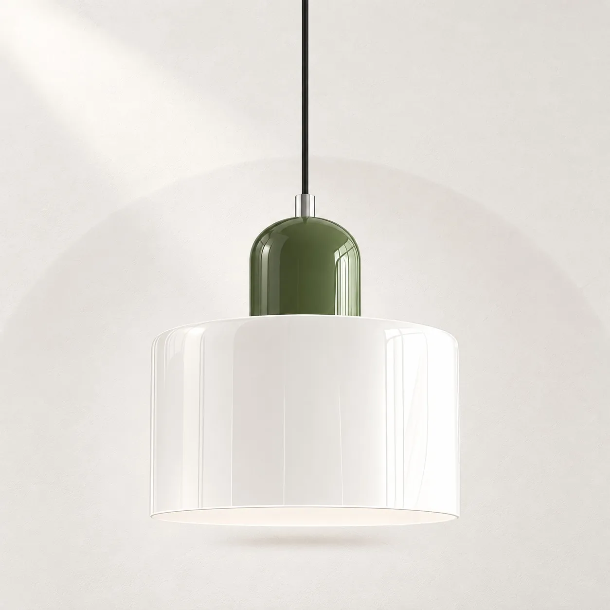 Green cap and White glass shade