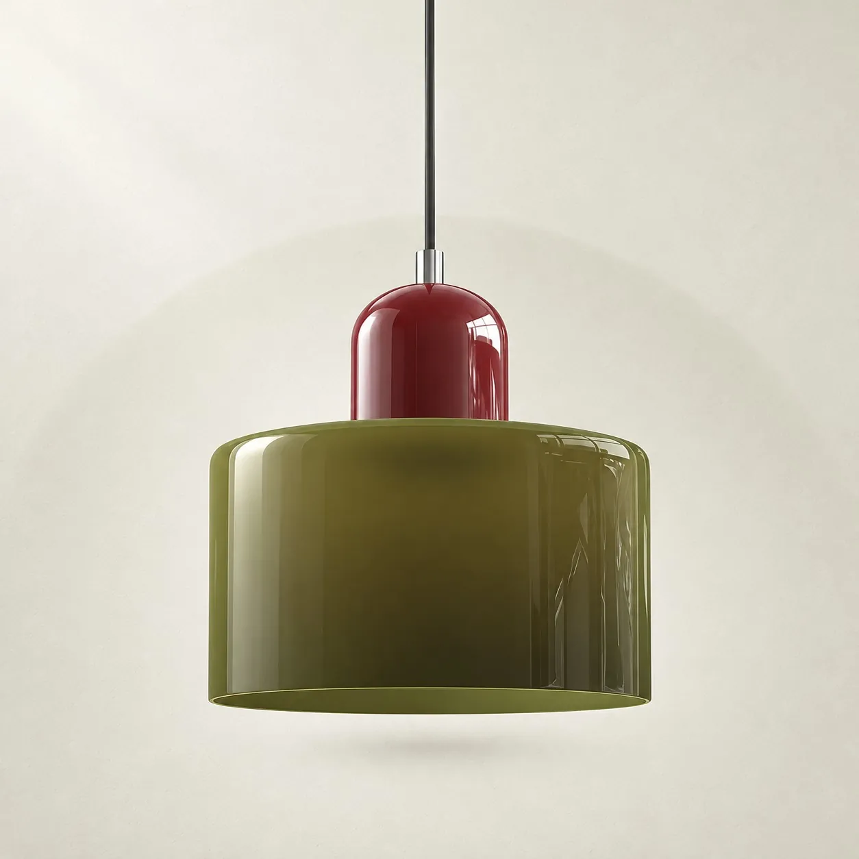Red cap and Green glass shade