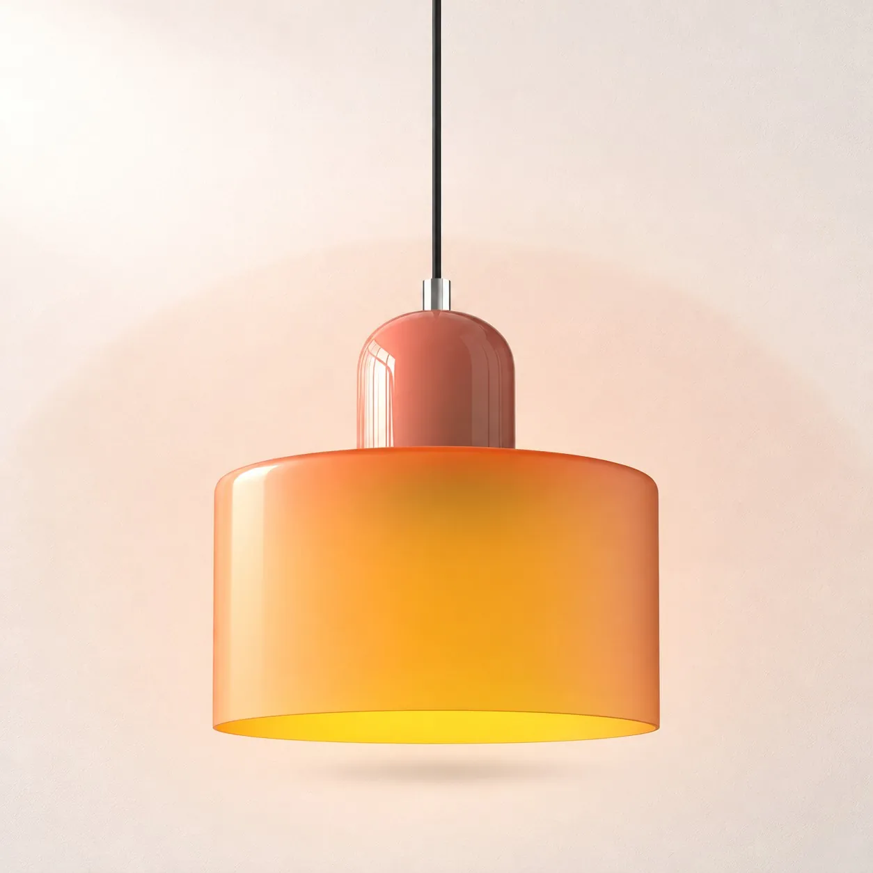 Pink cap and Orange glass shade