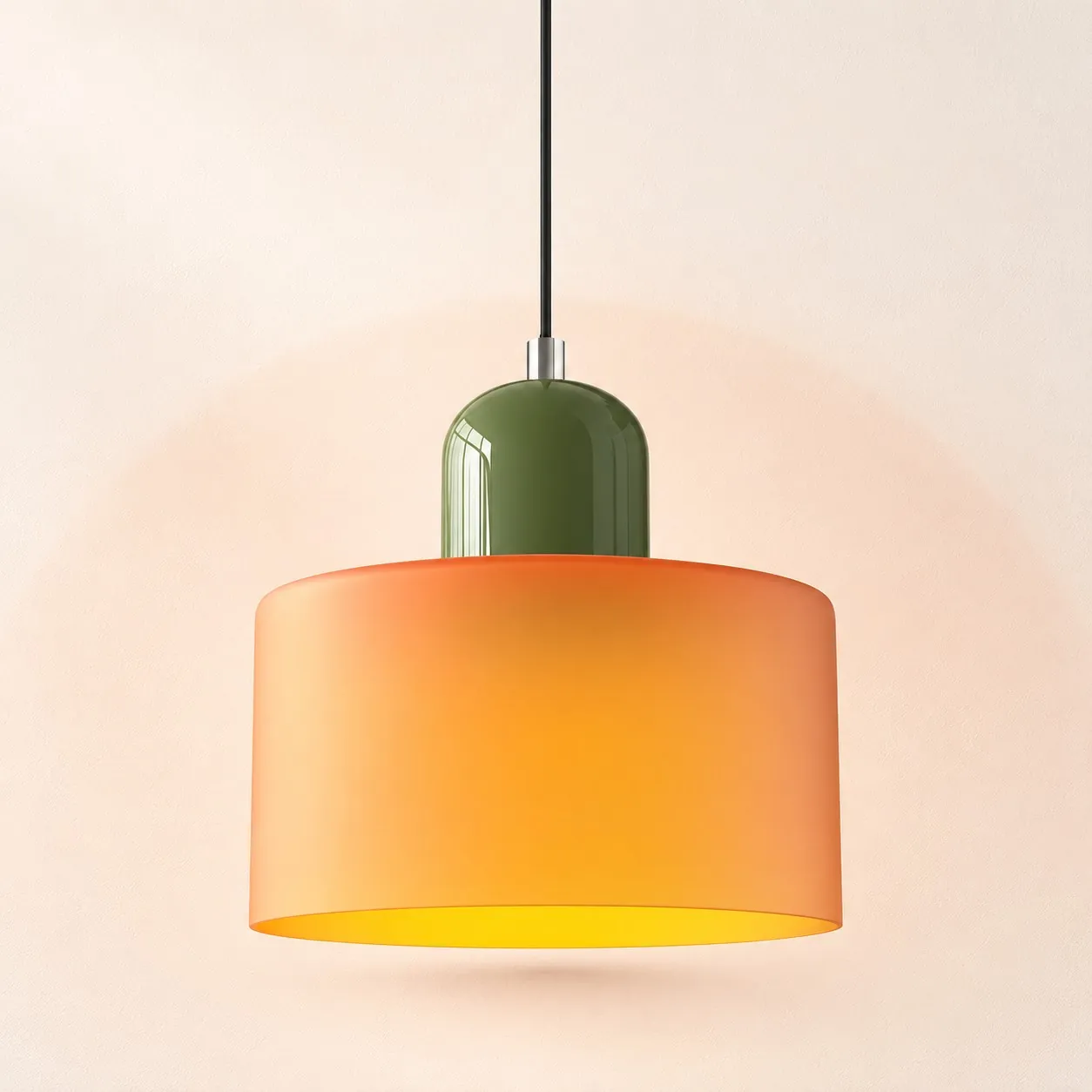 Green cap and Orange glass shade
