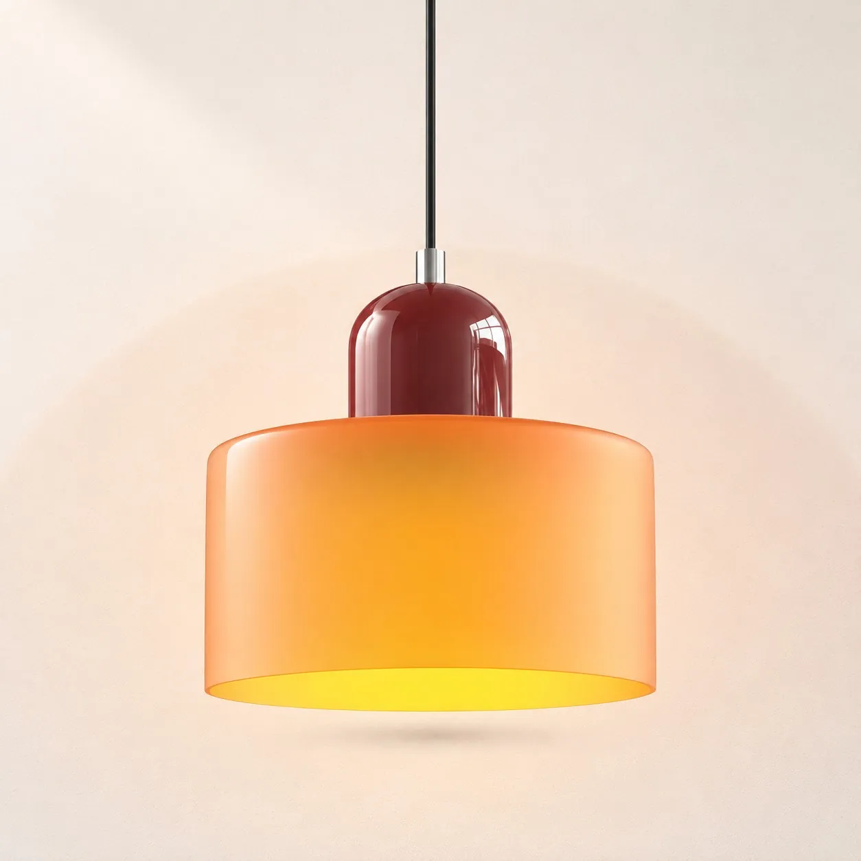 Red cap and Orange glass shade