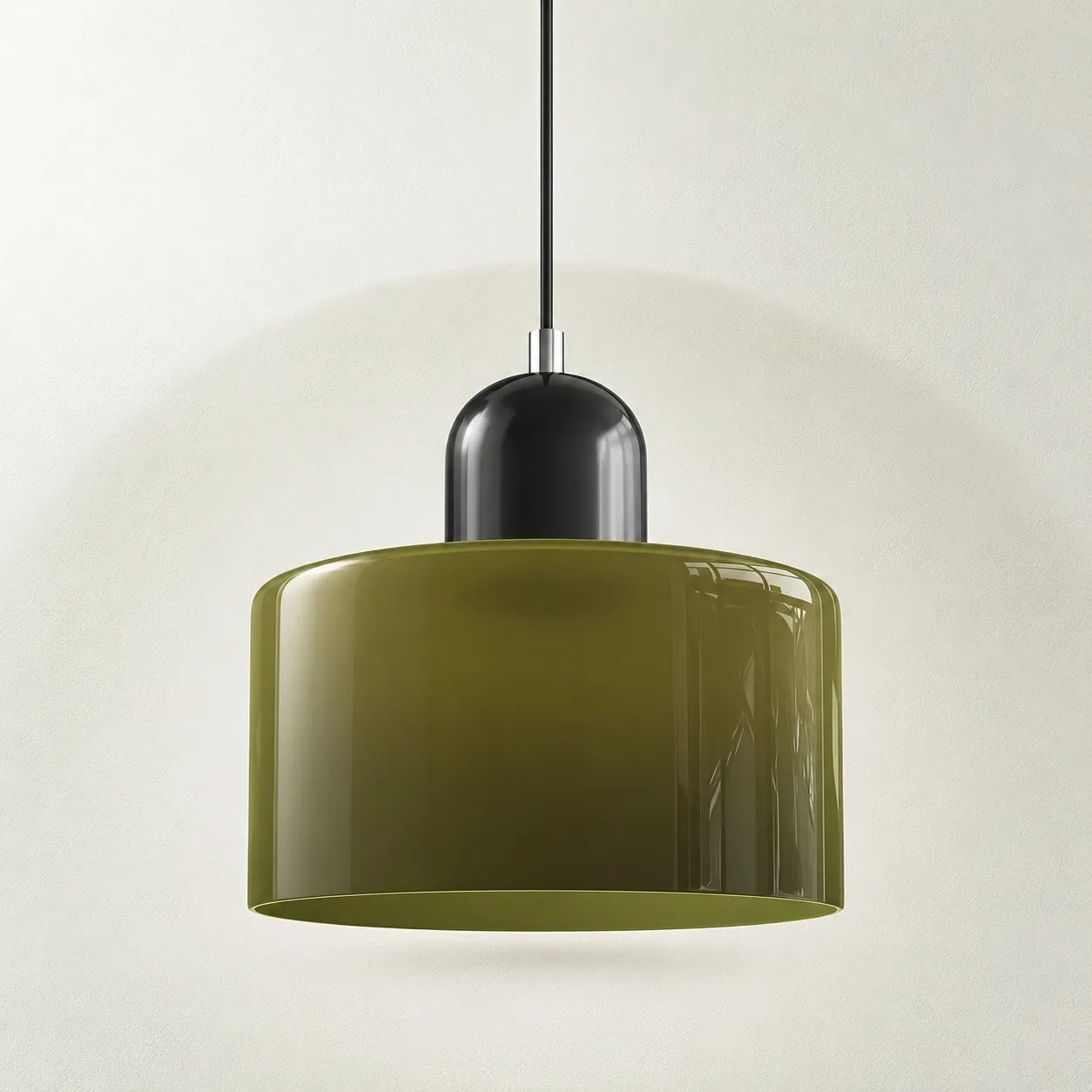 Black cap and Green glass shade